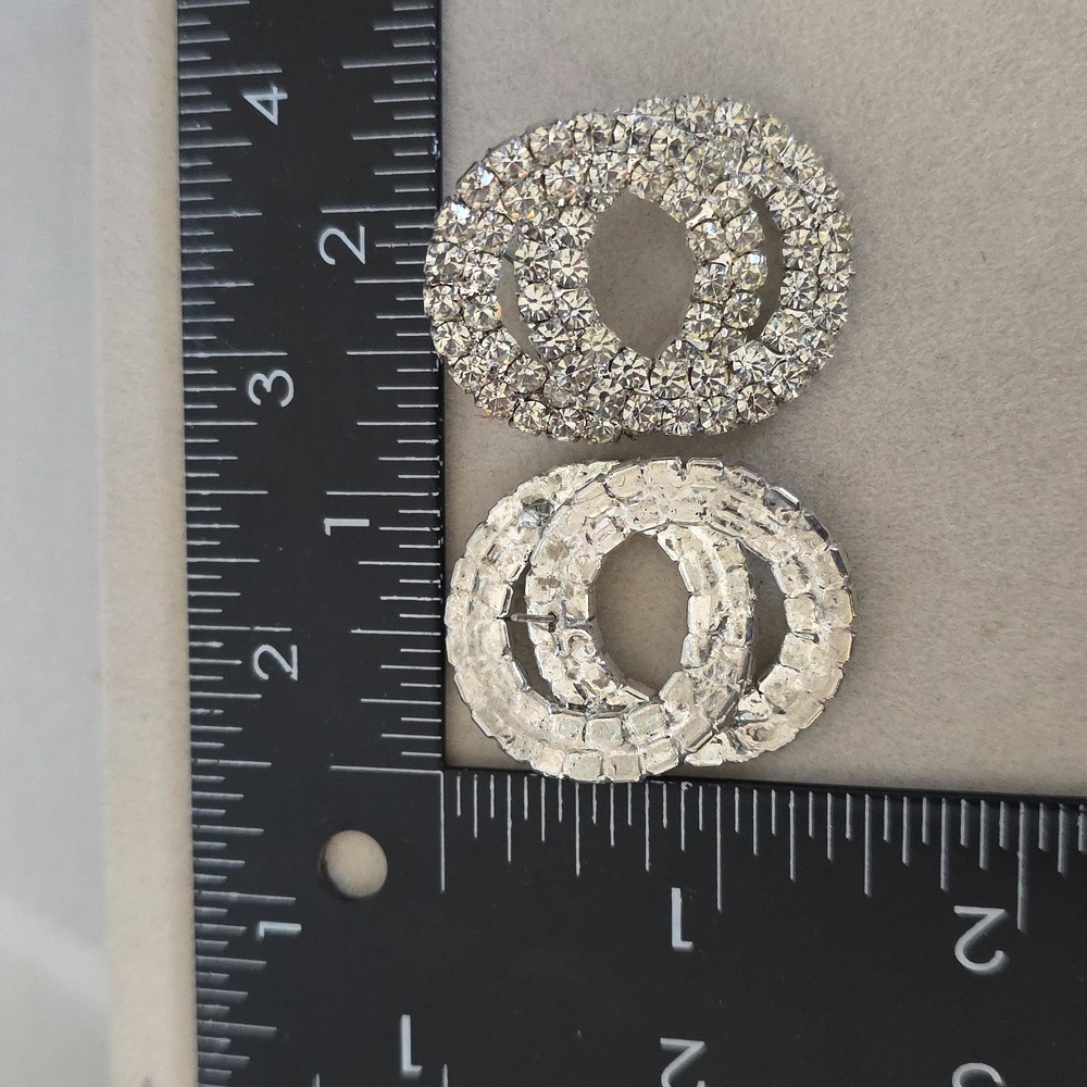 Statement Silver Interlocking Circles With Clear Rhinestones - Picture 9 of 9